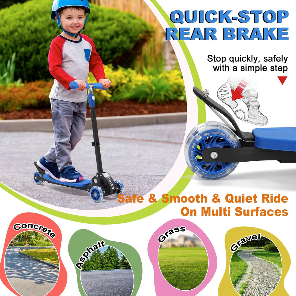 Light up 3 Wheels Folding Kick Scooter with Adjustable Handlebar W7462