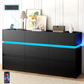 Black 9 Drawer Dresser with Charging Station and LED Lights L85967