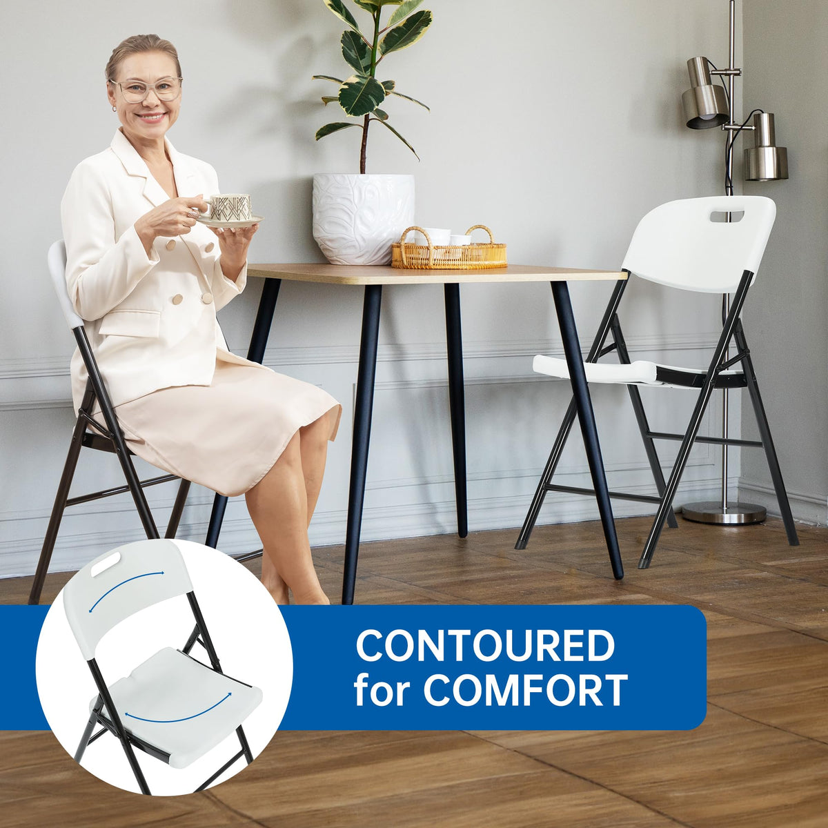 10 Pack White 800 LBS Folding Chairs M8158
