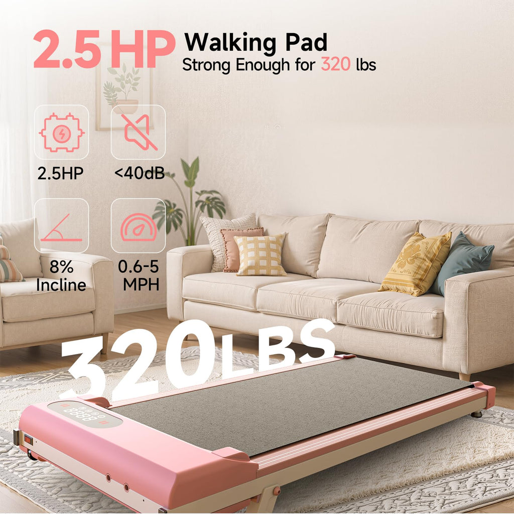 Pink 3 in 1 Portable Walking Pad Treadmill L646406