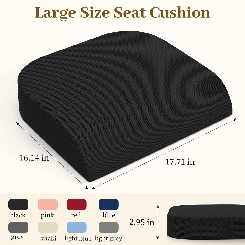 Memory Foam Seat Cushion 3-Inch Black S4097