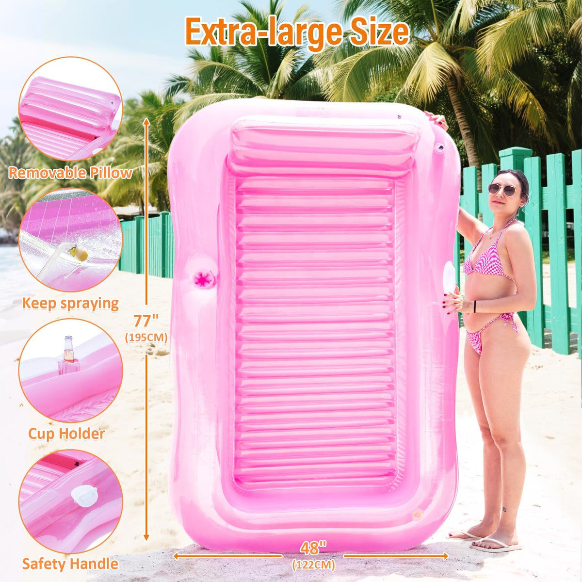 Inflatable Tanning Pool Lounger Float with Sprinkler Y182