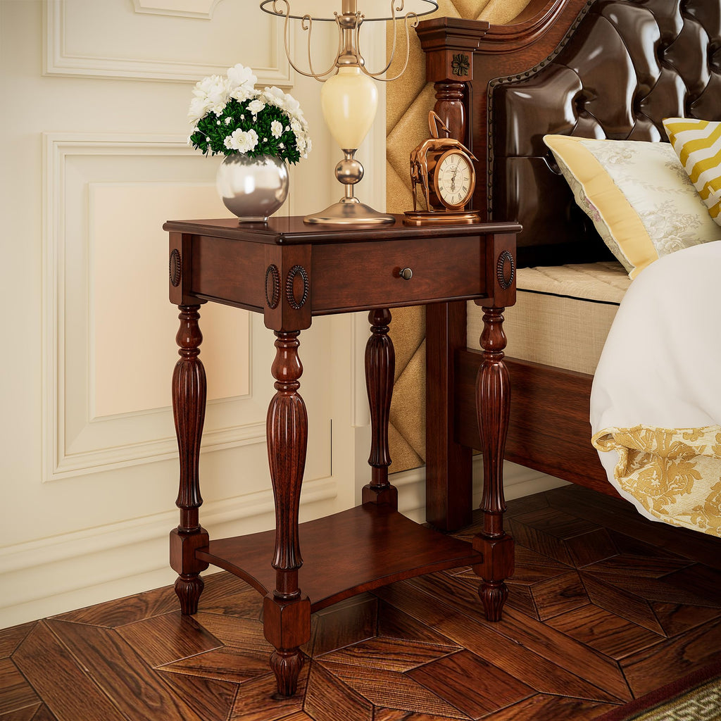 Side Table with Drawer and Storage Shelf D993