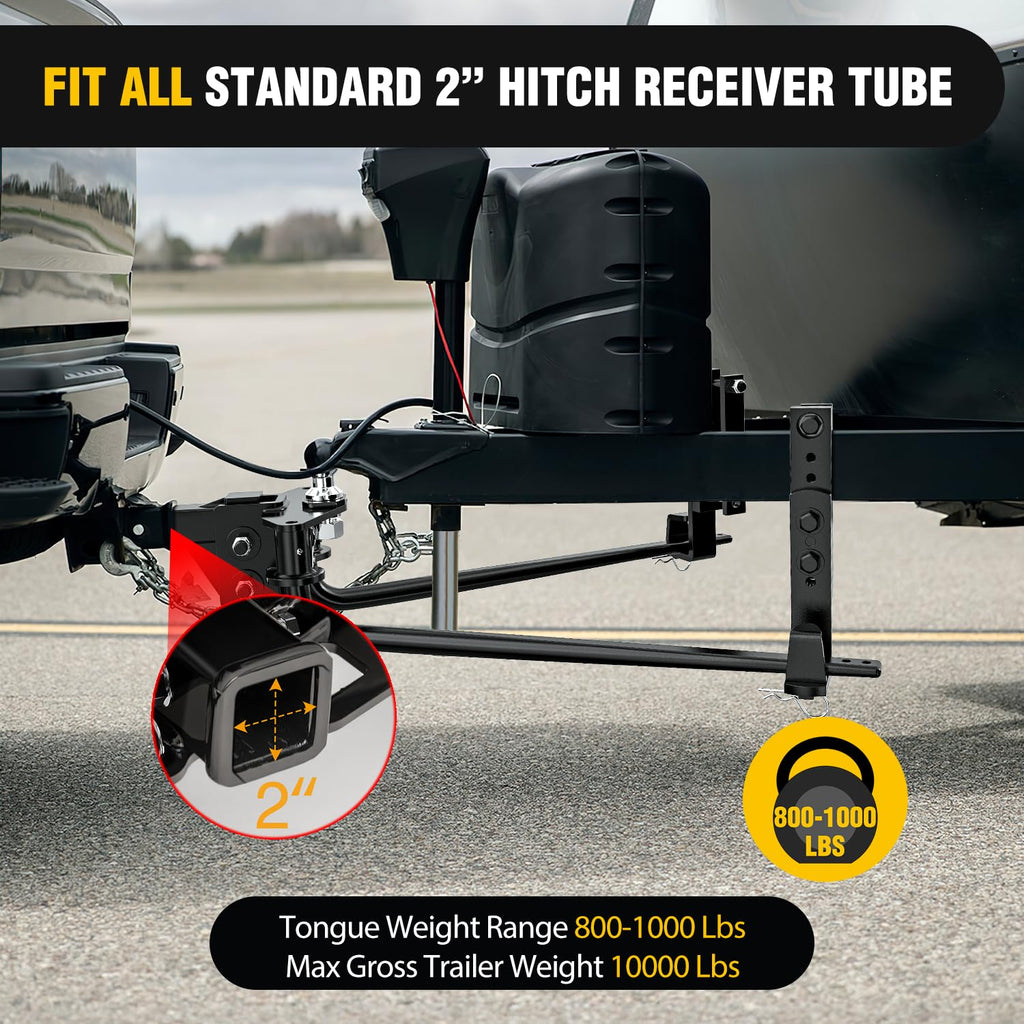 800 lbs Round Bar Weight Distributing Hitch Kit with Sway Control O617
