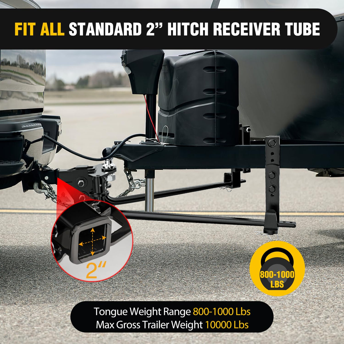 800 lbs Round Bar Weight Distributing Hitch Kit with Sway Control O617