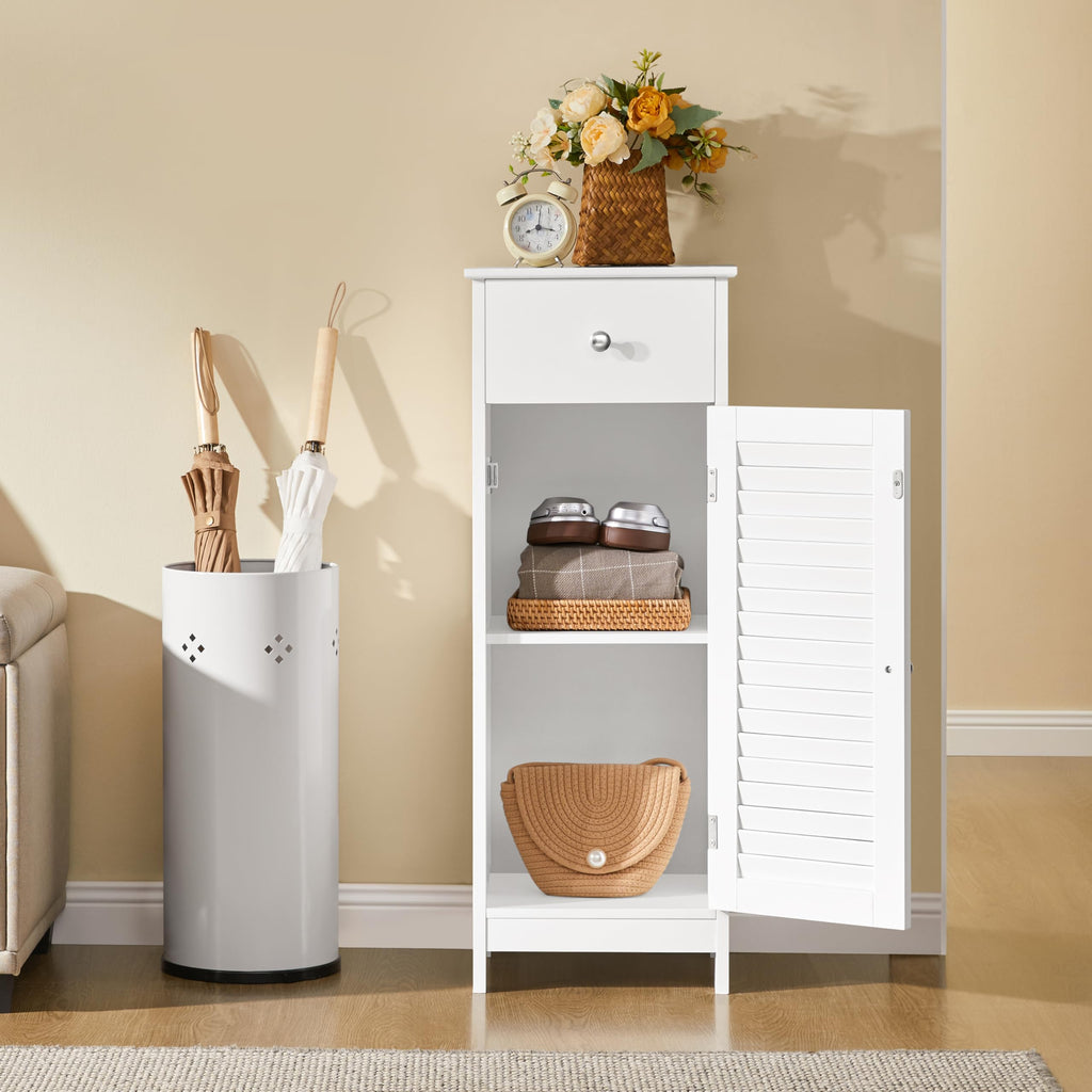 White Bathroom Storage Cabinet with Drawer M75098
