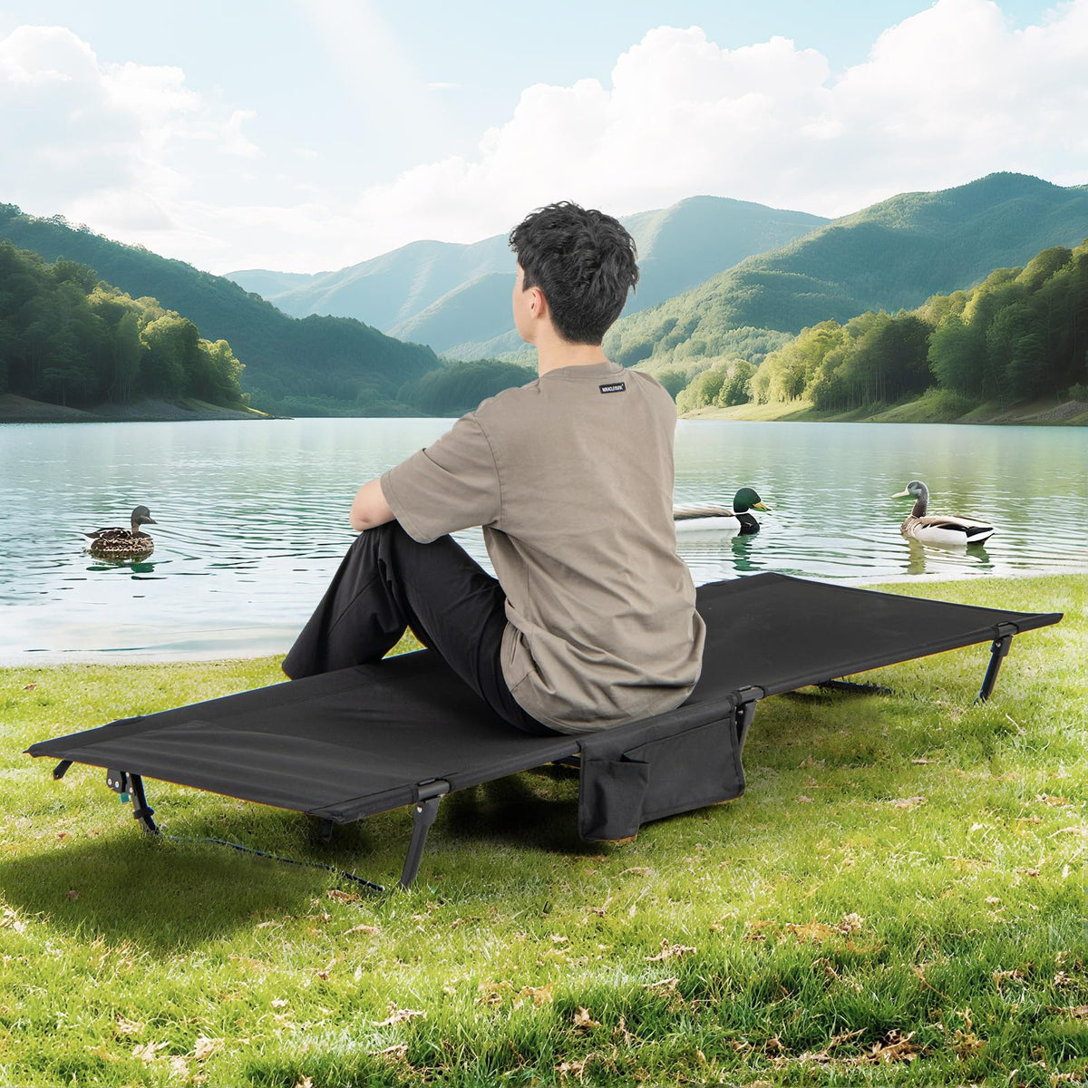 Folding Camping Cot with Carrying Bag & Side Pocket L527658