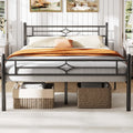 Full Size Black Metal Bed Frame with Headboard and Footboard N823988