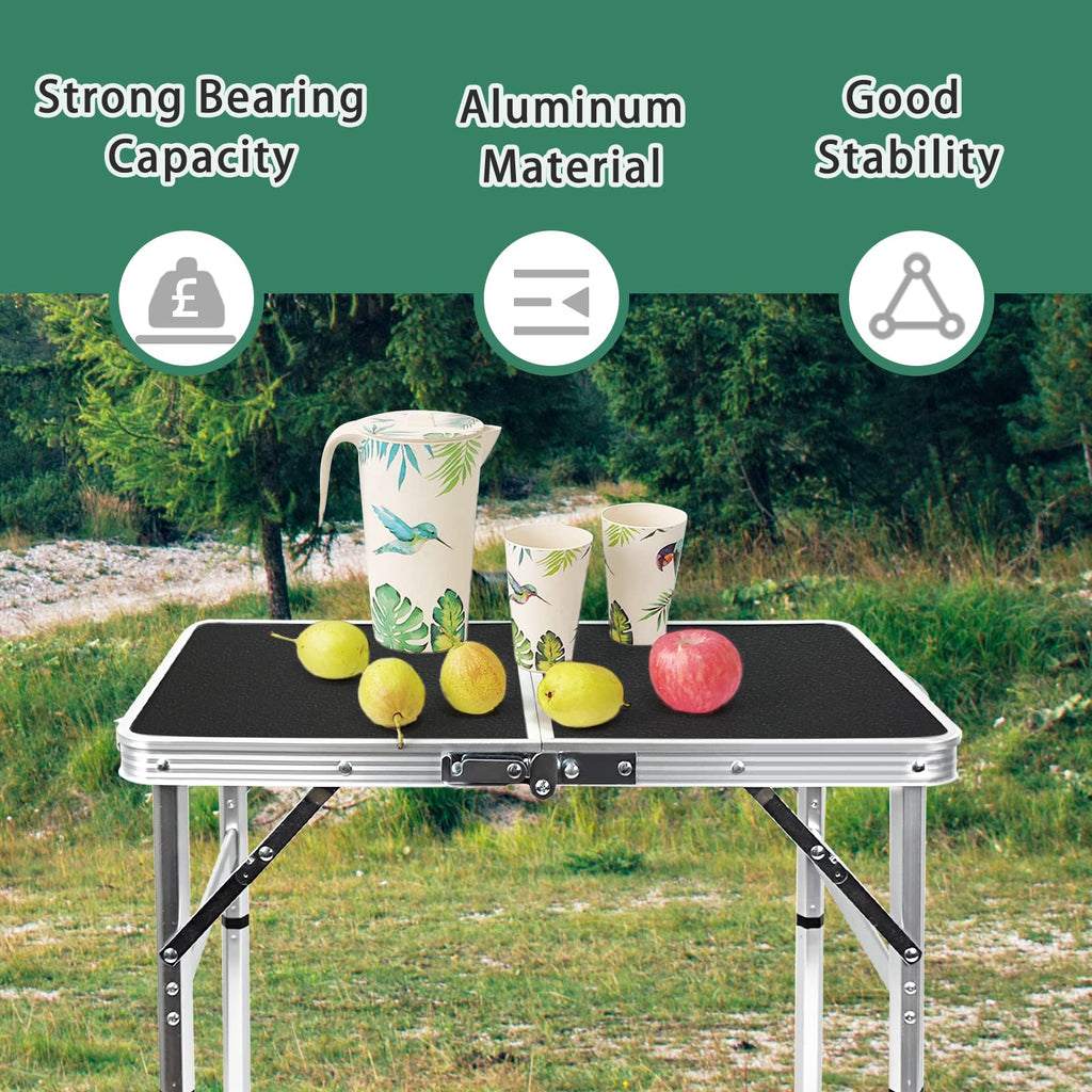 2ft Lightweight Adjustable Folding Camping Table Y984155