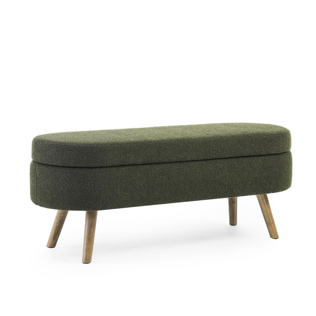 Oval Storage Bench with Rubber Wood Legs B730092