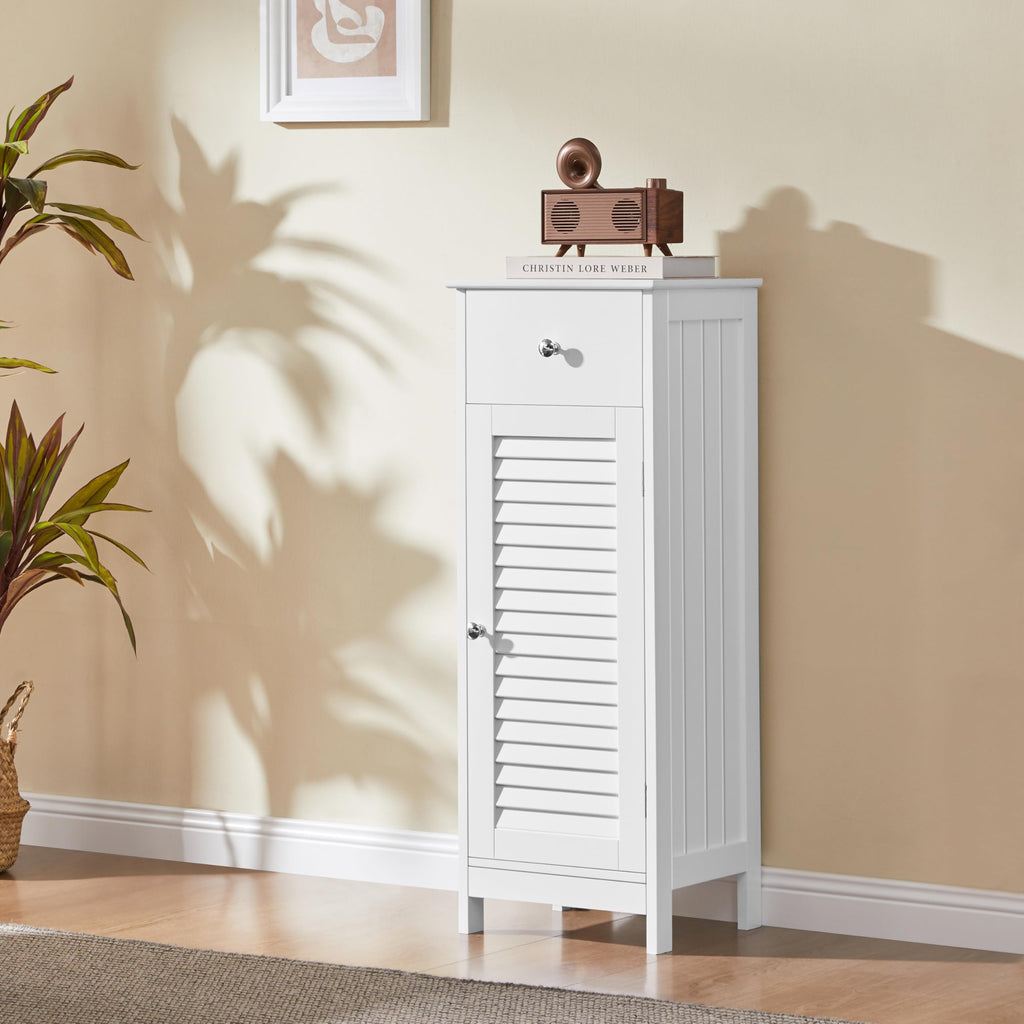 White Bathroom Storage Cabinet with Drawer M75098