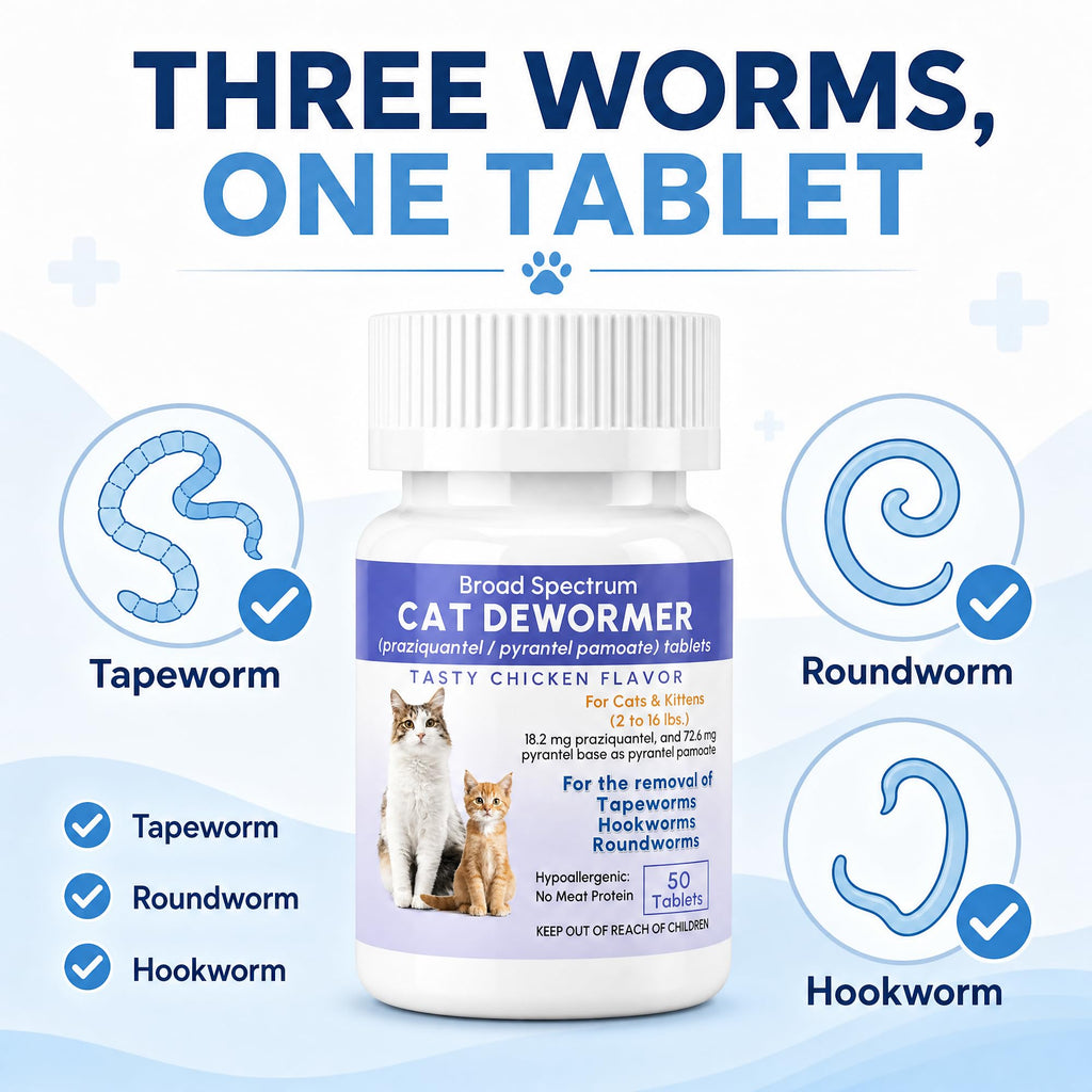Broad Spectrum Cat & Kitten Dewormer 50 Tablets Q9264