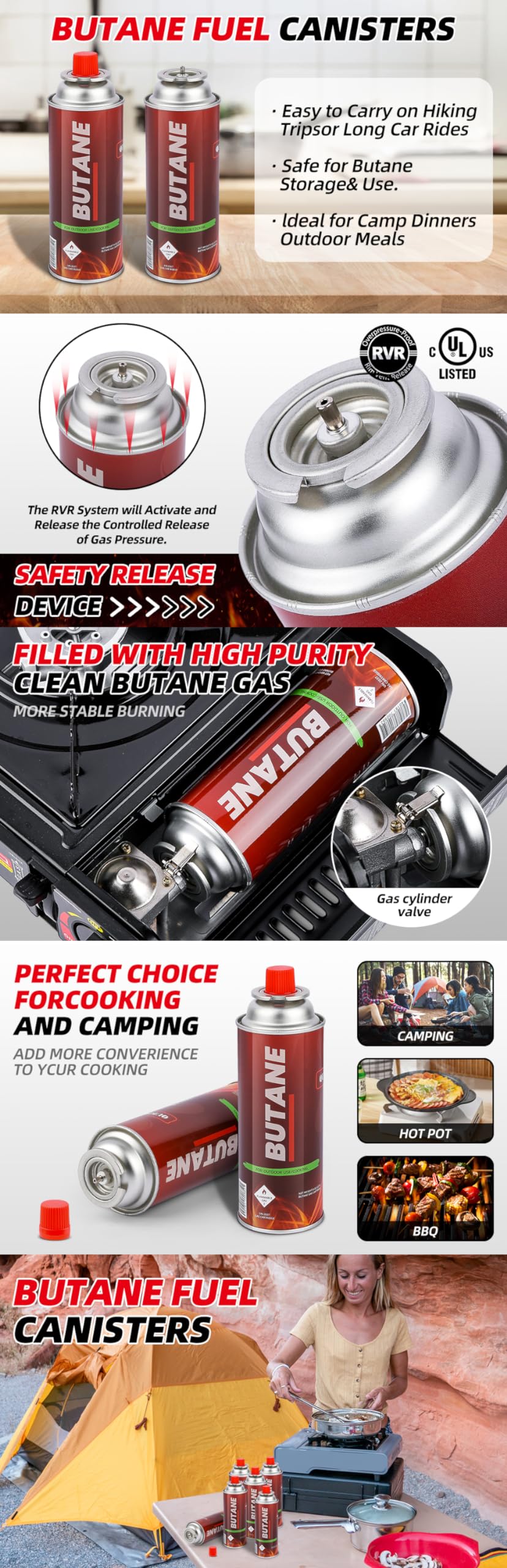 8oz Butane Fuel Canisters Pack of 4 X970811