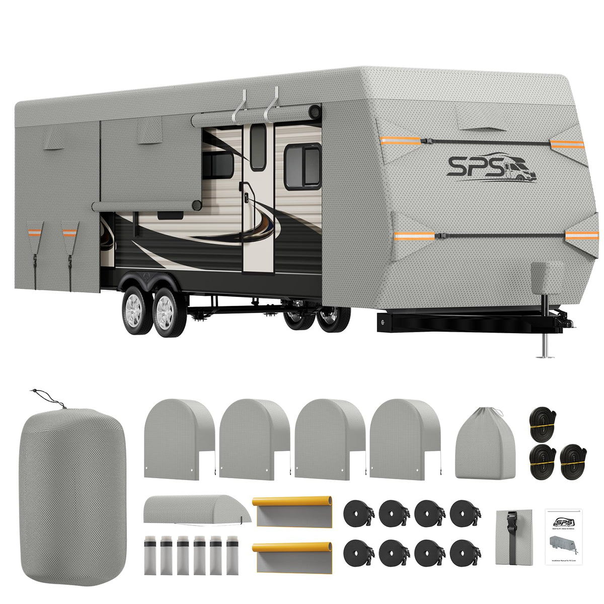 Waterproof Ripstop Travel Trailer RV Cover 24-27ft N2372