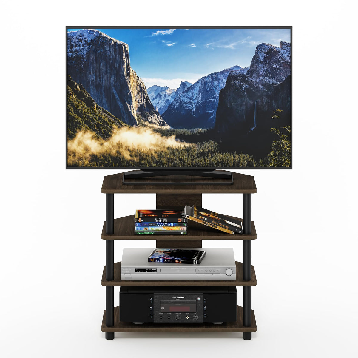 4-Tier Brown Walnut TV Stand D626