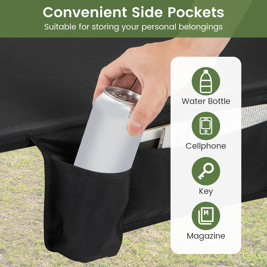 Folding Camping Cot with Carrying Bag & Side Pocket L527658