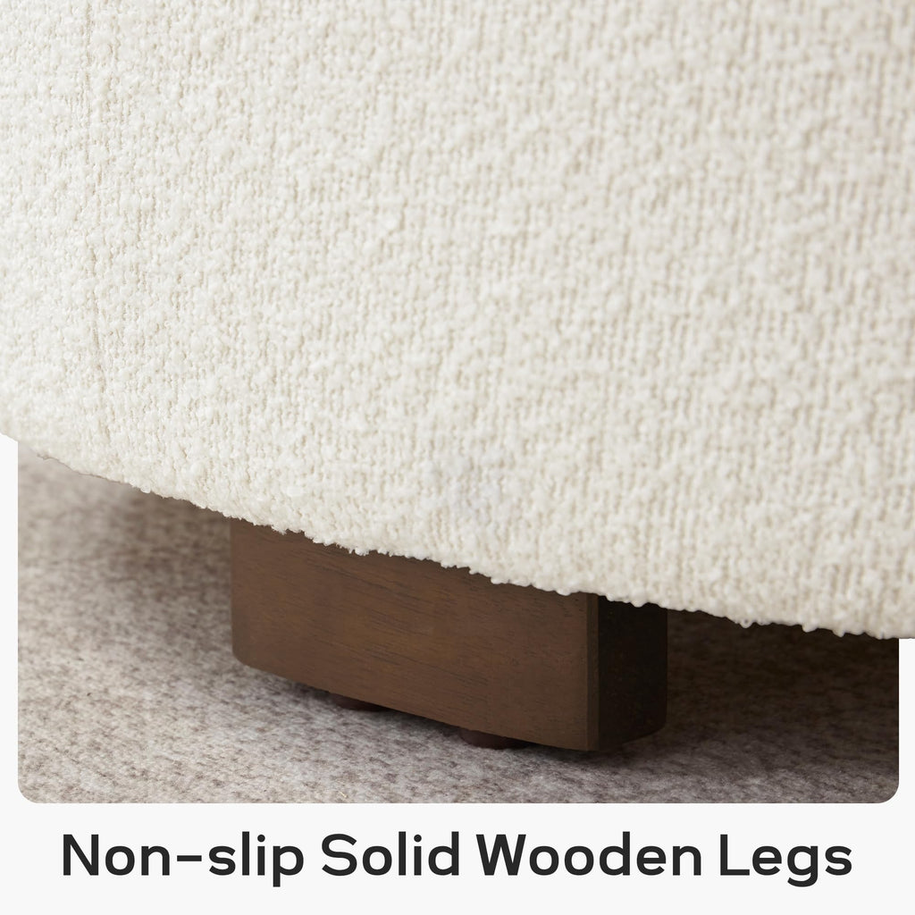30 Inch Round Boucle Storage Ottoman H6444