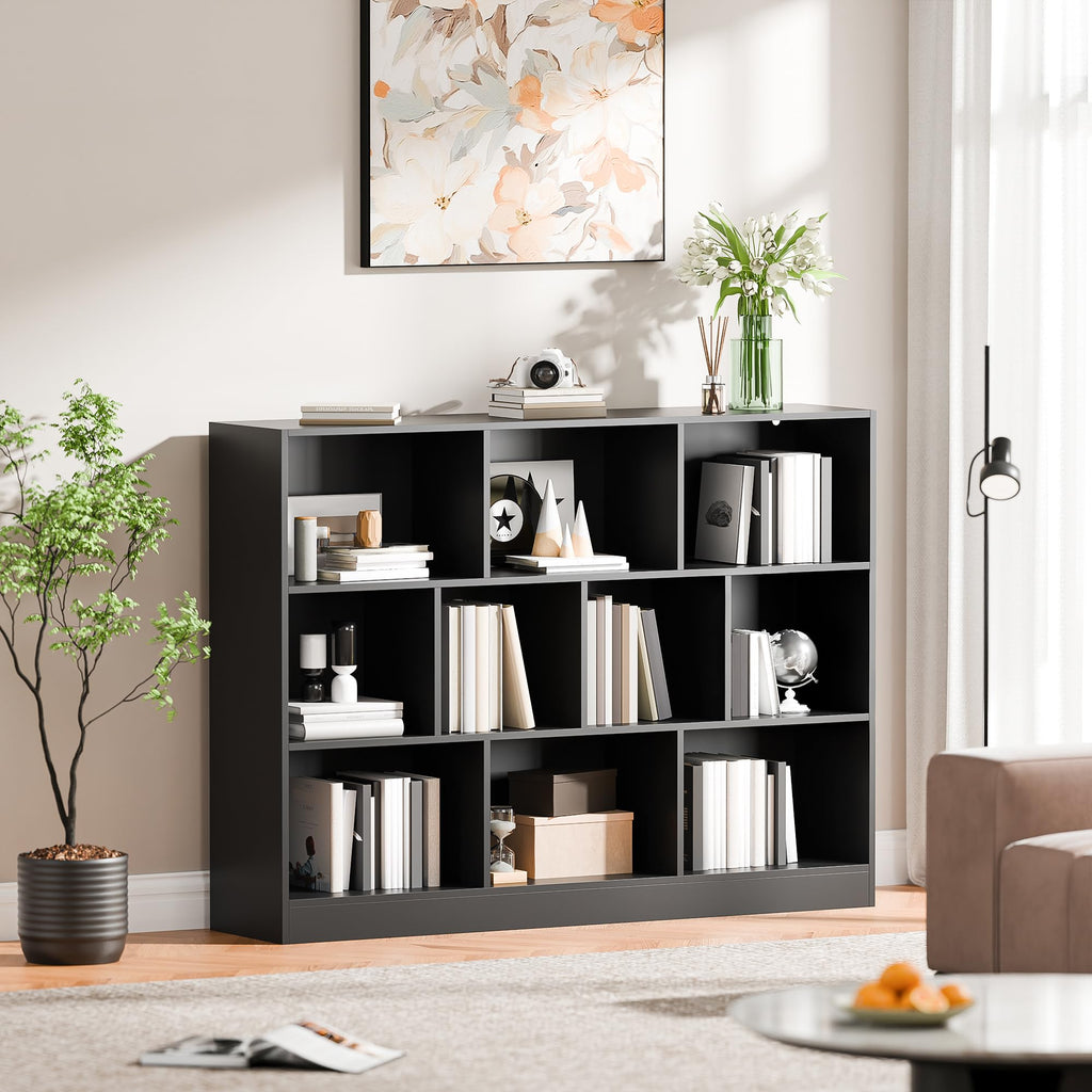 Black 3-Tier 10 Cube Storage Organizer Bookshelf Q520