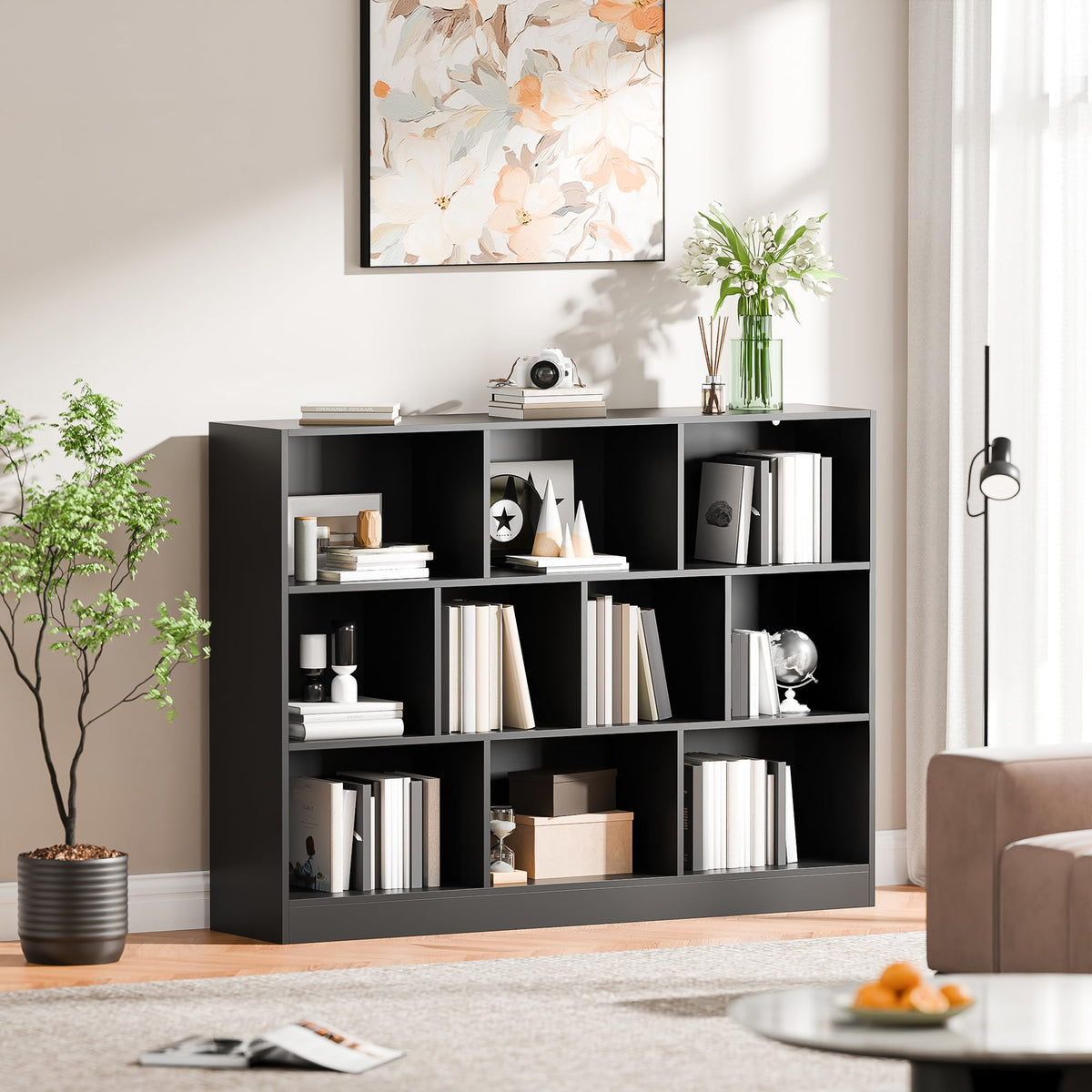 Black 3-Tier 10 Cube Storage Organizer Bookshelf Q520
