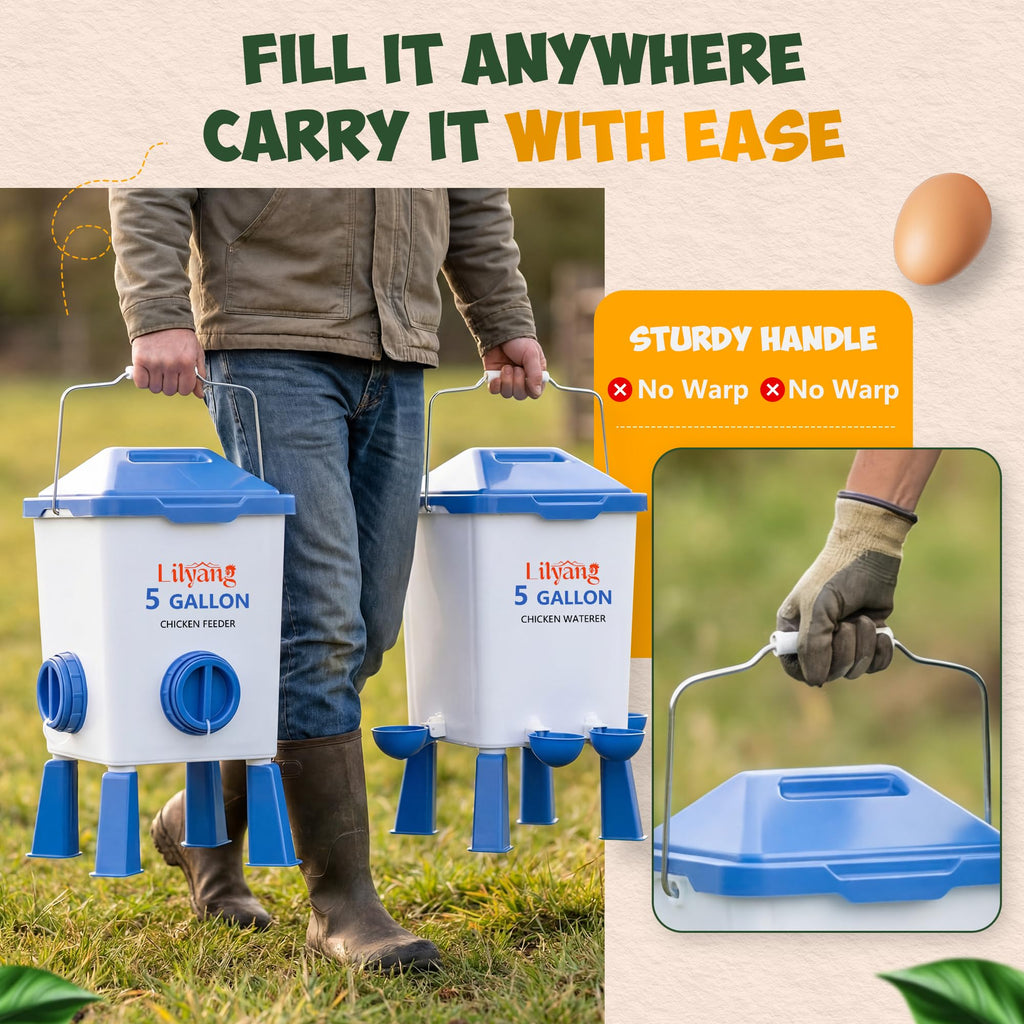 Chicken Feeder and Waterer Set 5 Gallon Y139