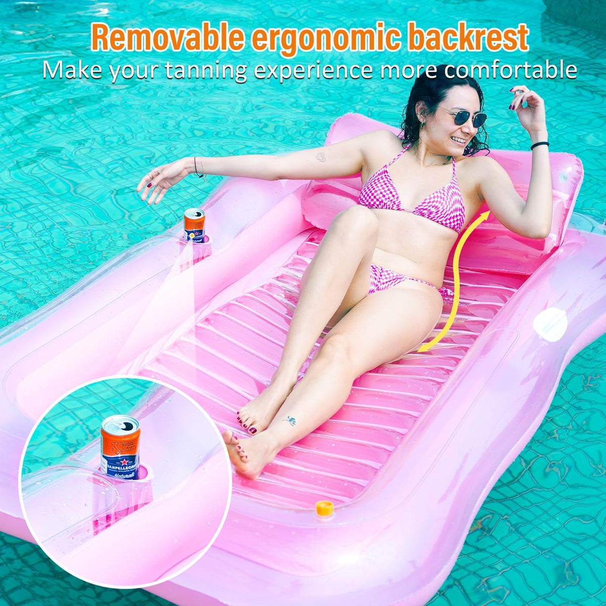 Inflatable Tanning Pool Lounger Float with Sprinkler Y182