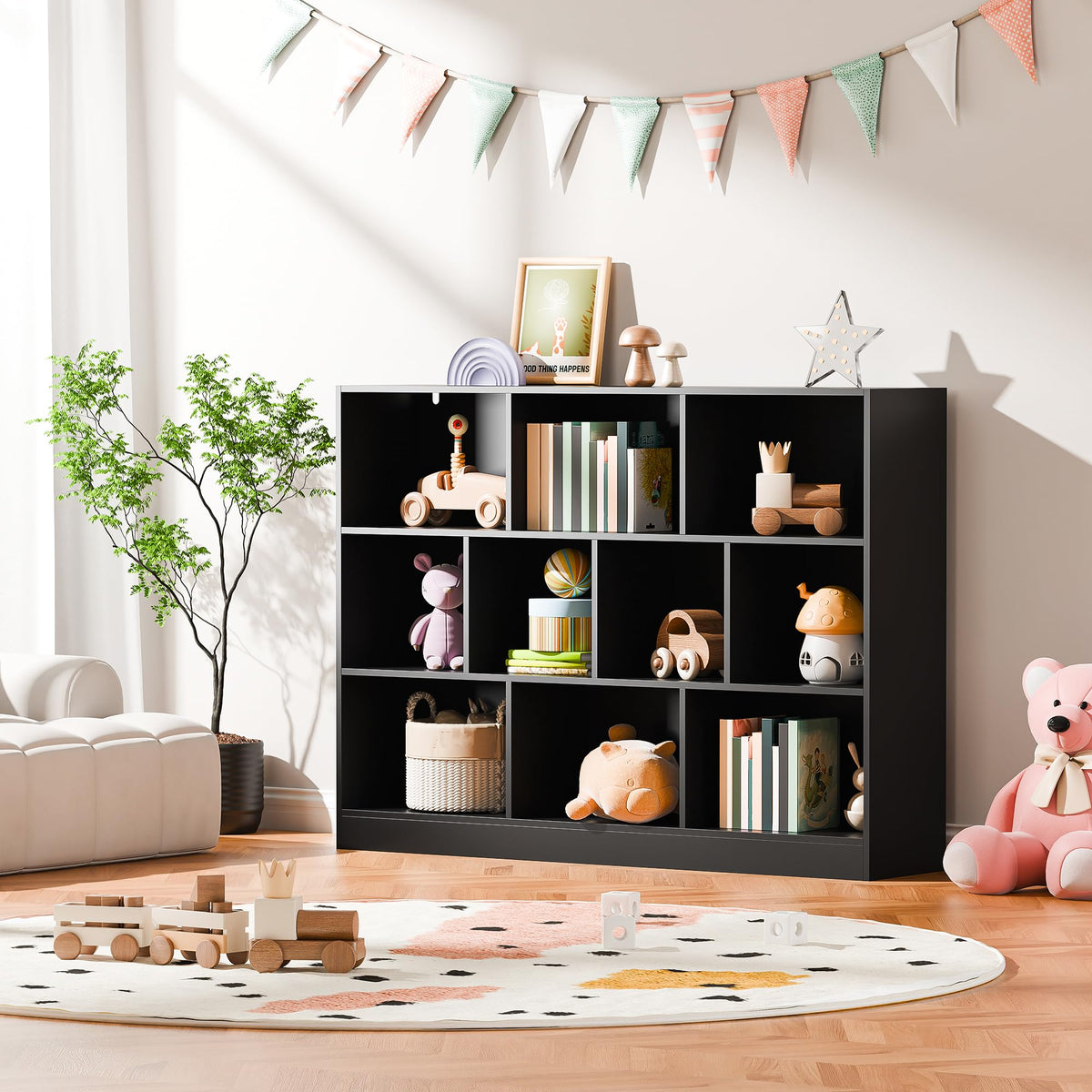 Black 3-Tier 10 Cube Storage Organizer Bookshelf Q520