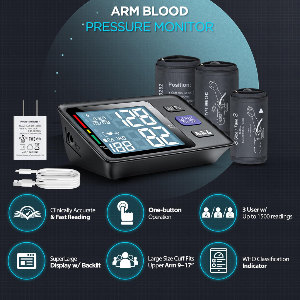 Automatic Upper Arm Blood Pressure Monitor, 3 Cuffs L6062