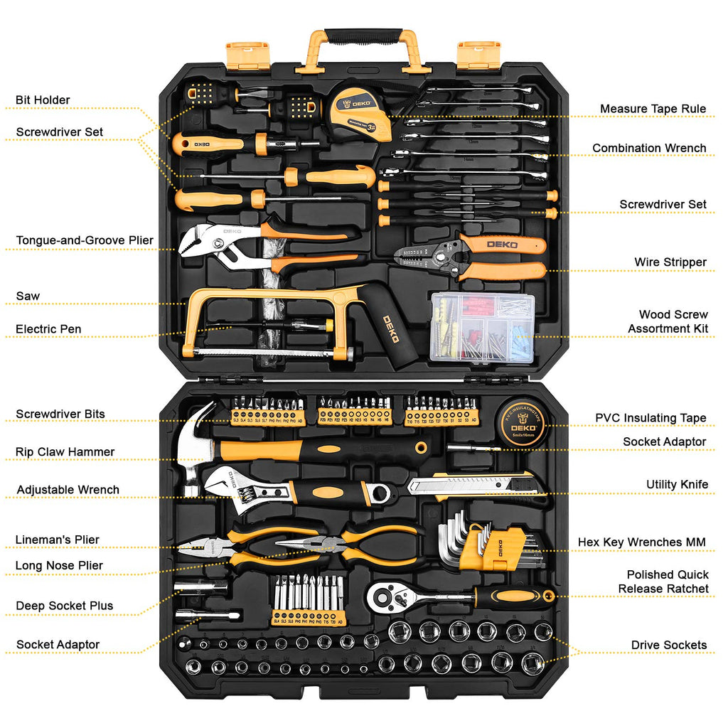 198 Piece Home Repair Tool Kit with Plastic Toolbox I425572