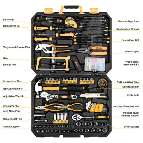 198 Piece Home Repair Tool Kit with Plastic Toolbox I425572