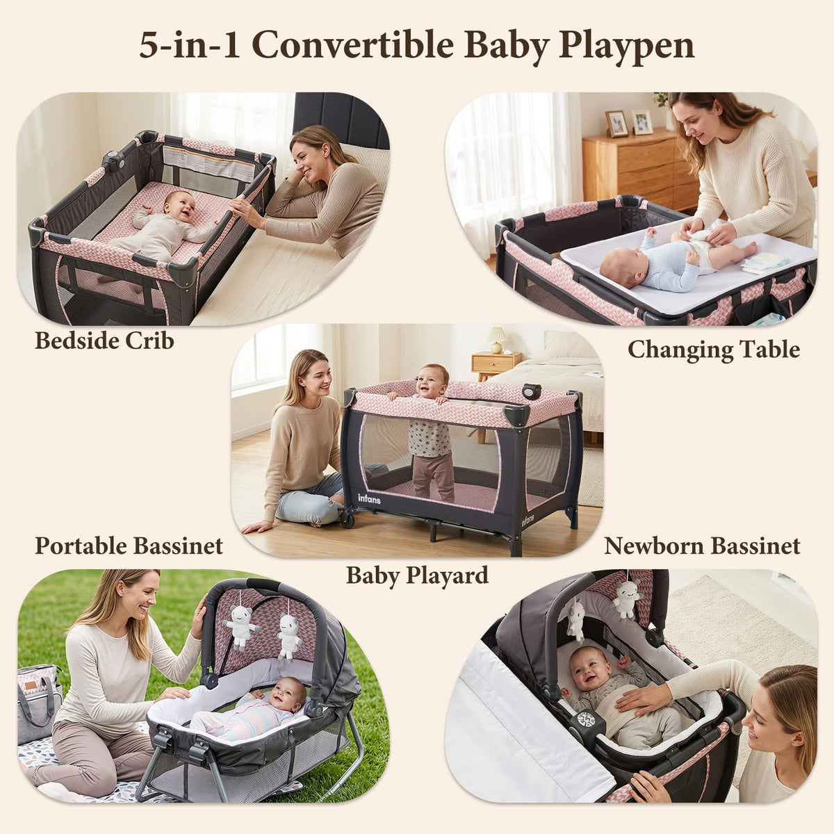5 in 1 Pack and Play with Bassinet F87369