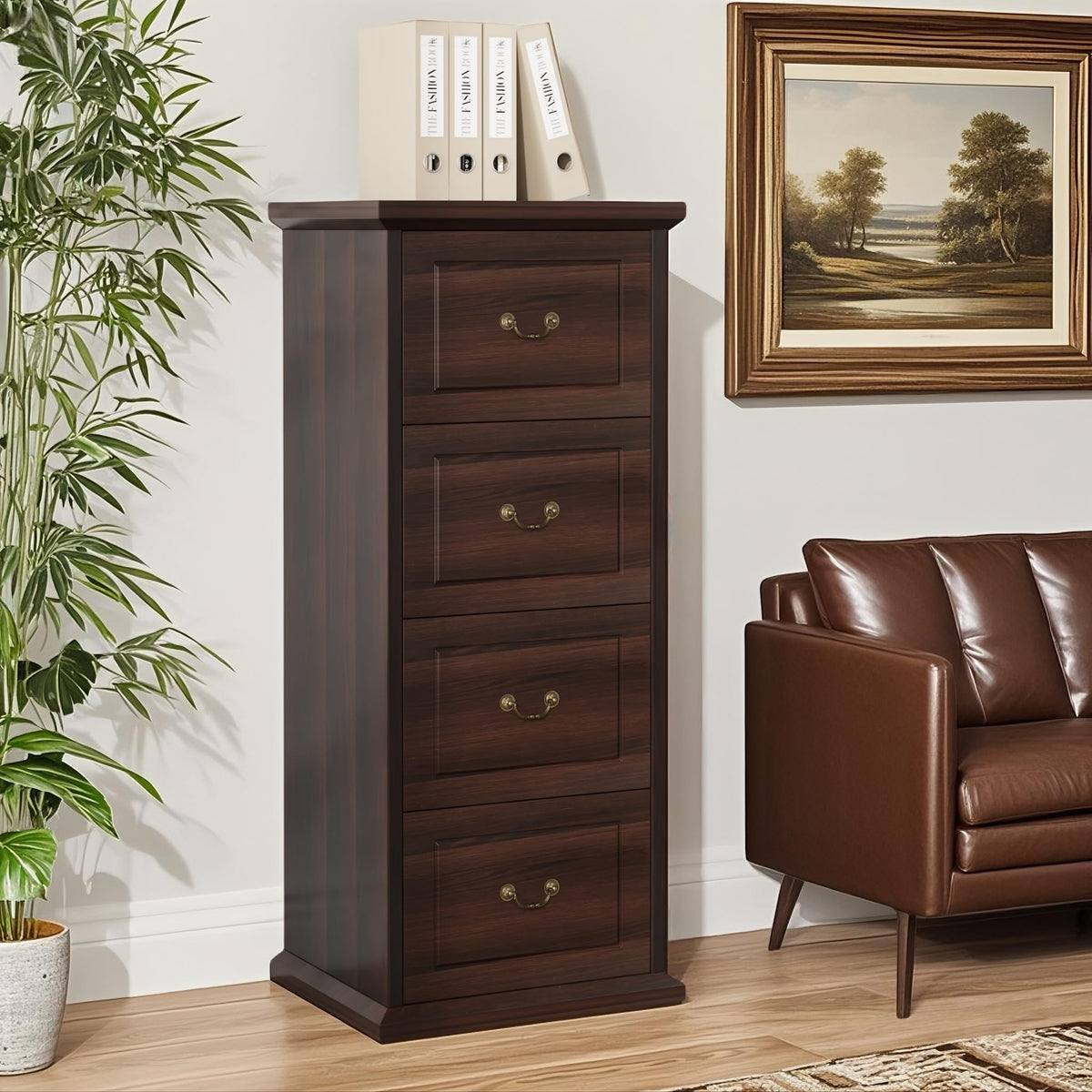 4 Drawer Dark Walnut File Cabinet N253