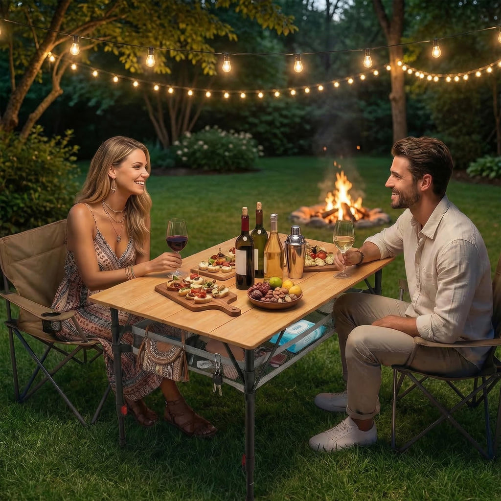 Bamboo Aluminum Folding Camping Table Q59967