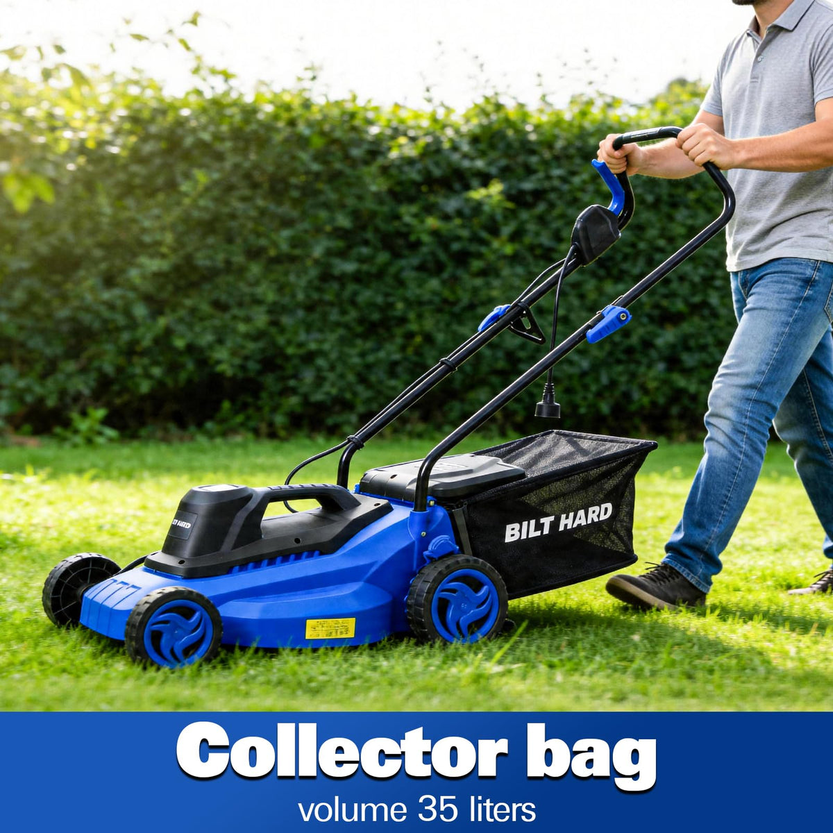 15" Corded Electric Push Mower with 35L Grass Bag Y3464