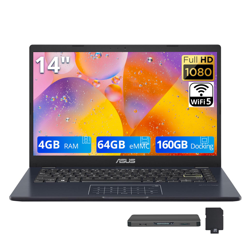 14" FHD Laptop, Intel Celeron N4500, 4GB RAM, 224GB Storage, Quiet Blue H7346
