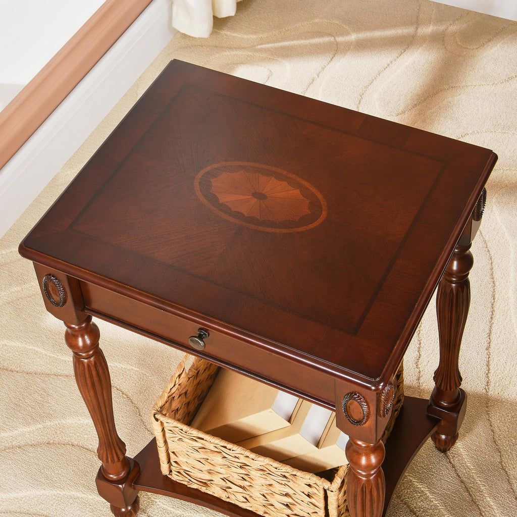 Side Table with Drawer and Storage Shelf D993