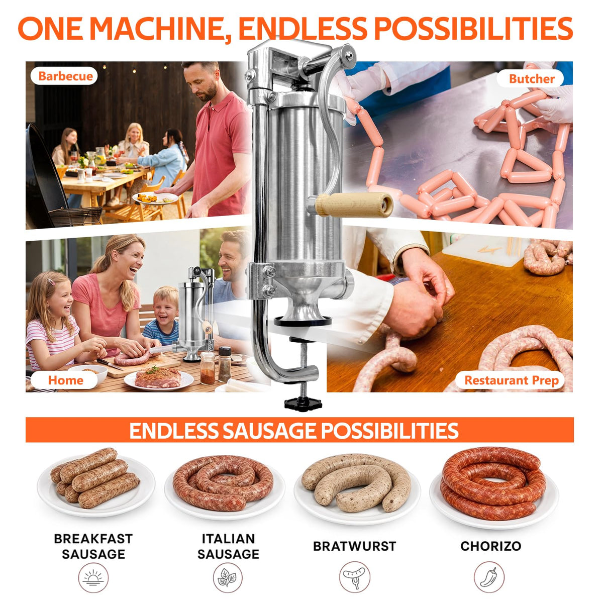Stainless Steel Vertical Sausage Stuffer 2.5 LBS O649443