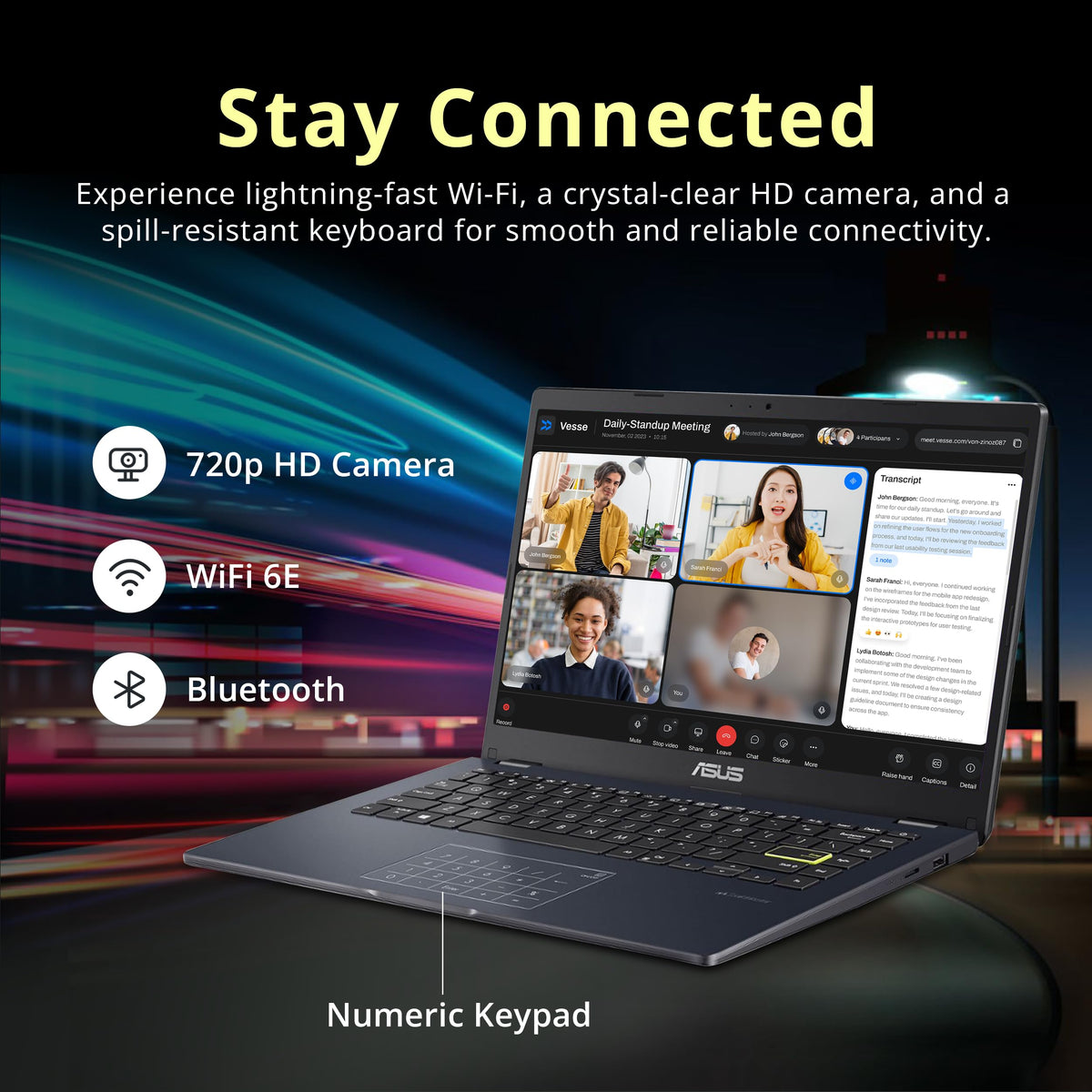14" FHD Laptop, Intel Celeron N4500, 4GB RAM, 224GB Storage, Quiet Blue H7346