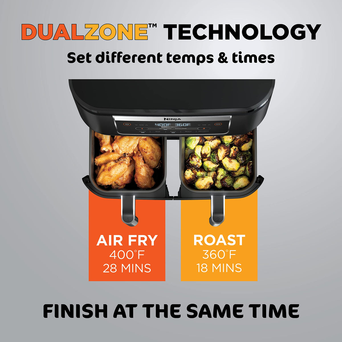 6 Quart 5-in-1 DualZone 2-Basket Air Fryer, Black Y34962
