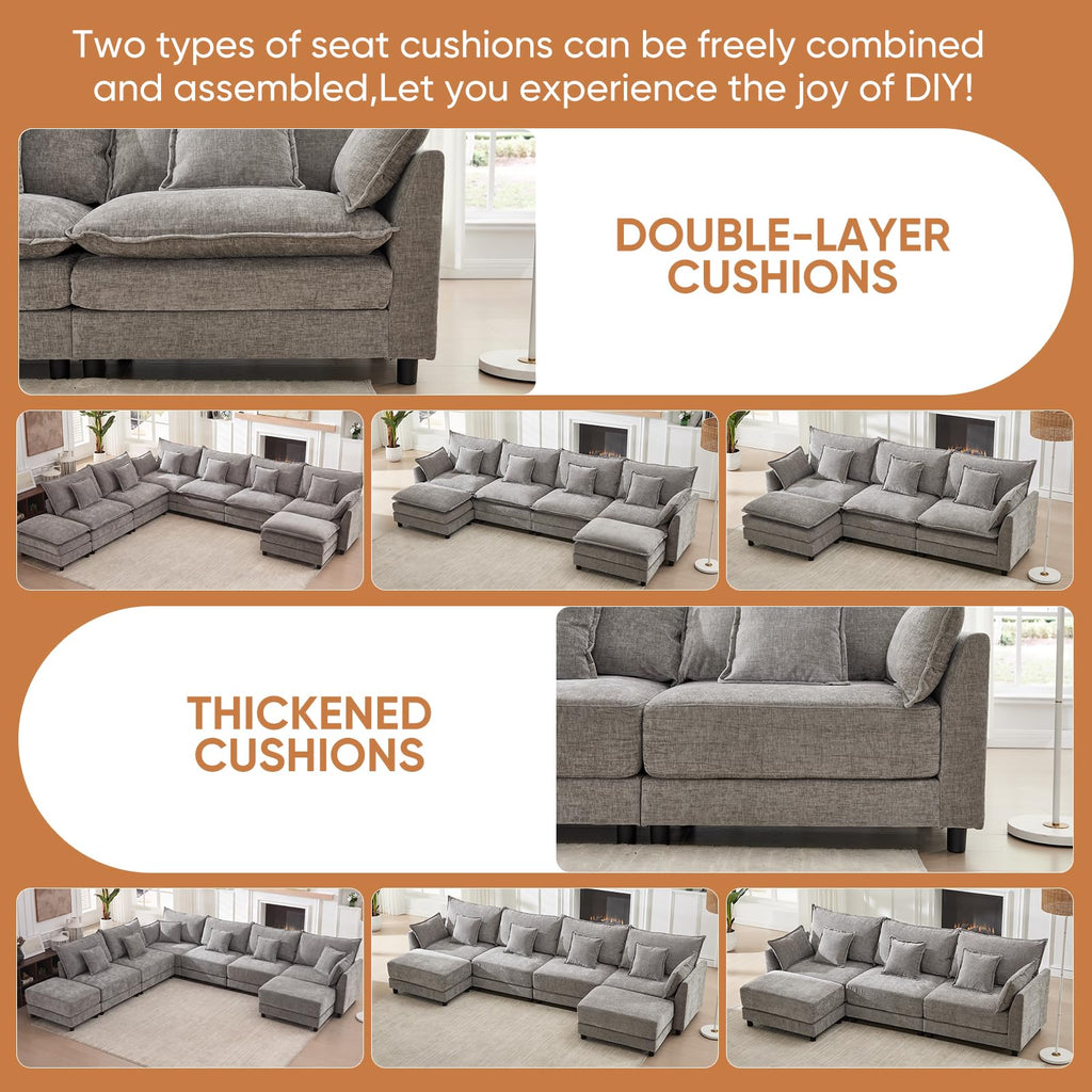 Light Gray Chenille 2 Seater Sofa with Pillows B222073