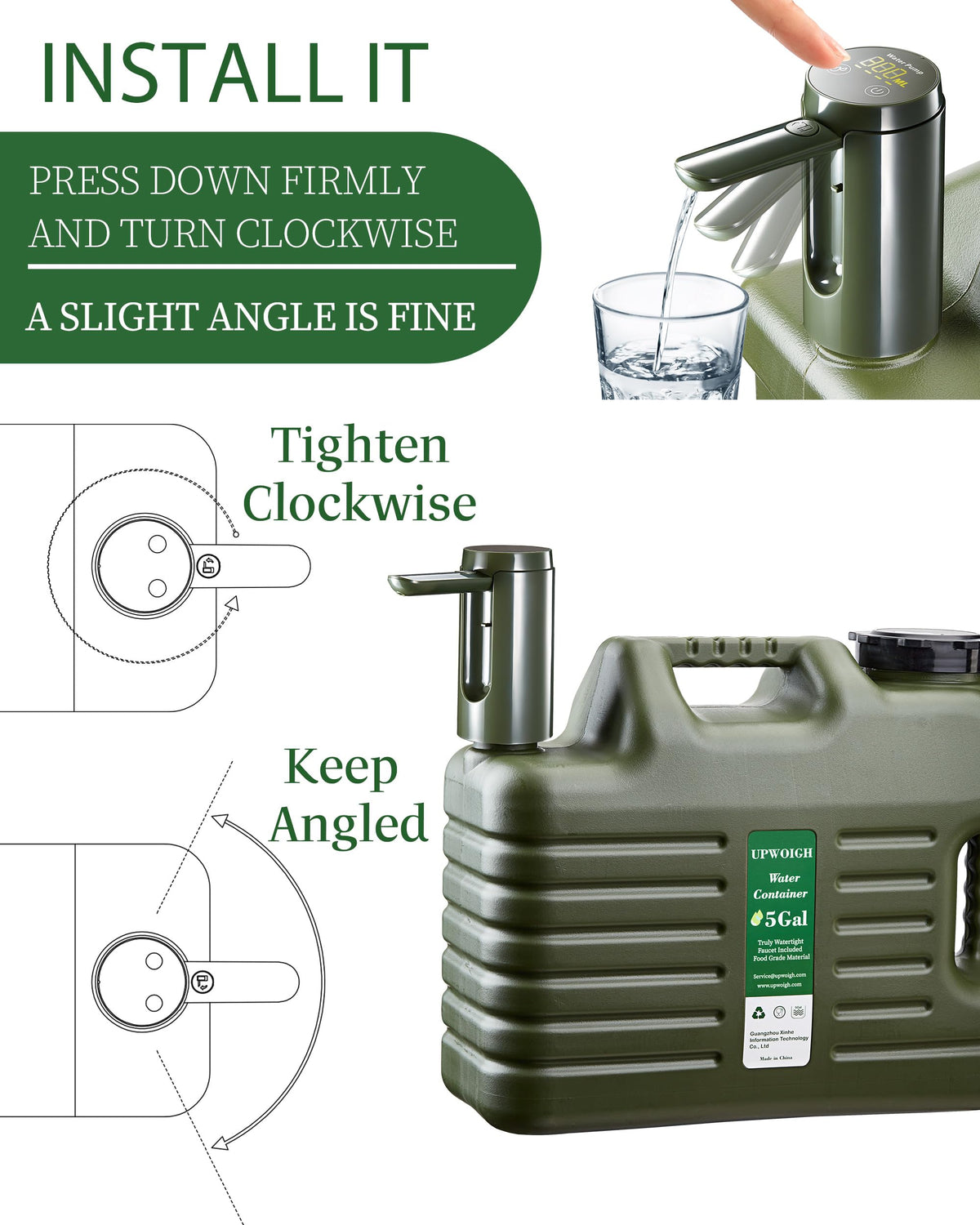 5 Gallon Water Jug with Rechargeable Touch Pump P97148