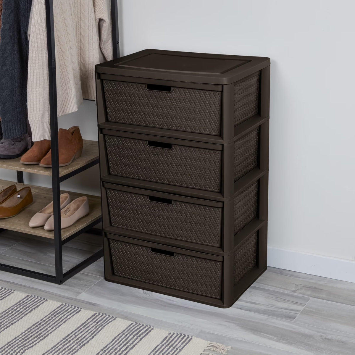 Gray Plastic 3-Drawer Storage Tower with Bins F87566