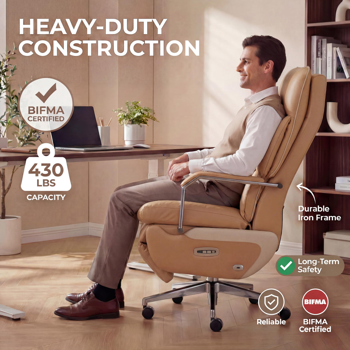 Brown Electric Big & Tall Executive Office Chair Z9719