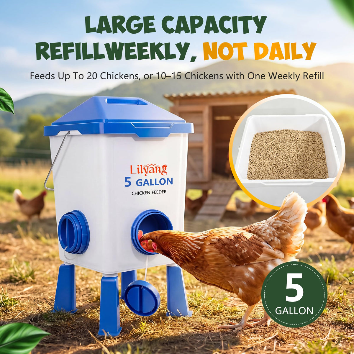 Chicken Feeder and Waterer Set 5 Gallon Y139