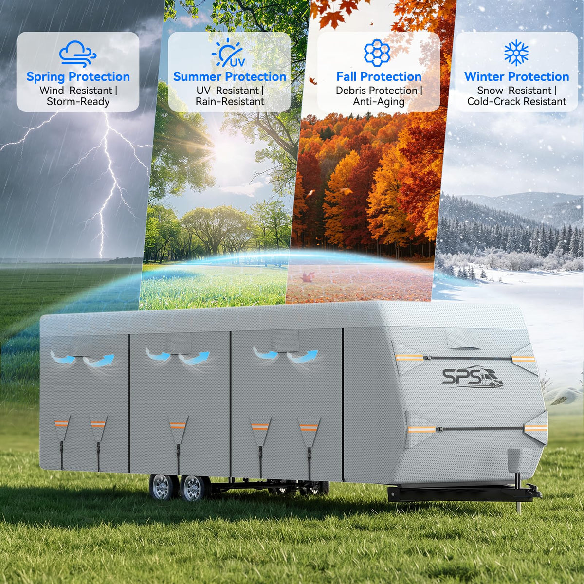 Waterproof Ripstop Travel Trailer RV Cover 24-27ft N2372
