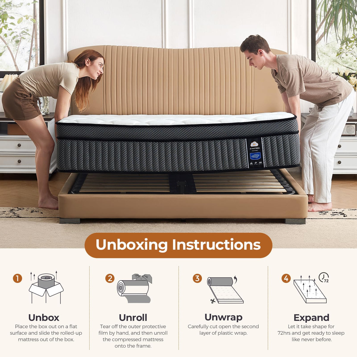 10 inch Full Size Hybrid Mattress in a Box V824