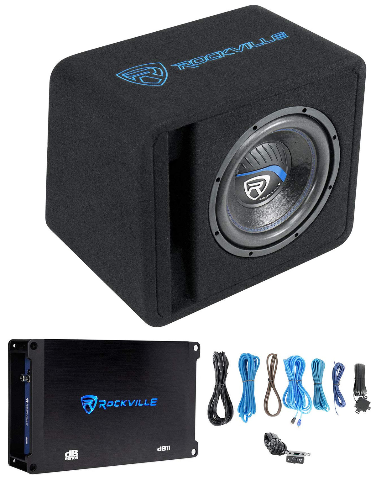 10" 4 ohm Subwoofer, Enclosure, Amp Y174798
