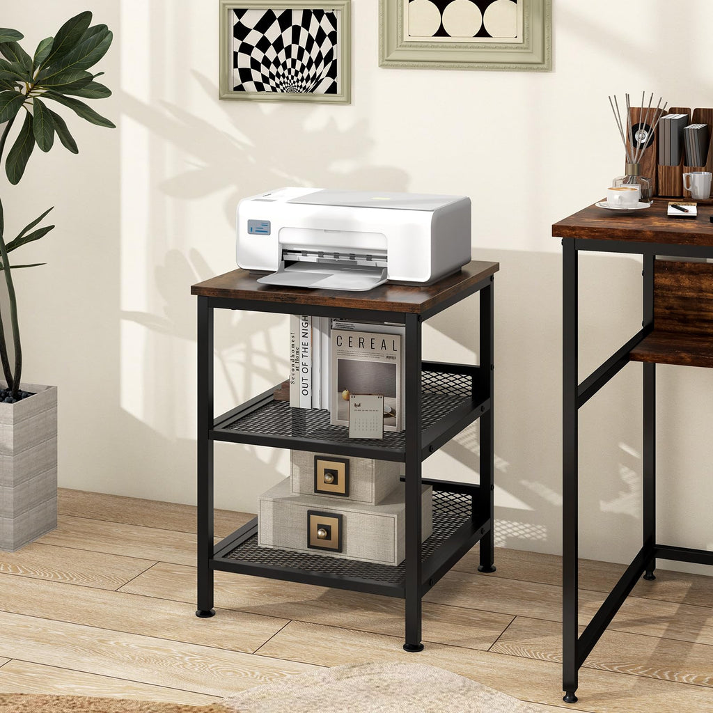 3-Tier End Table Set of 2 with Mesh Storage Shelves A2317