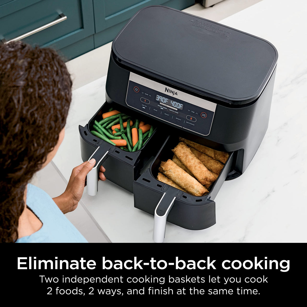 6 Quart 5-in-1 DualZone 2-Basket Air Fryer, Black Y34962