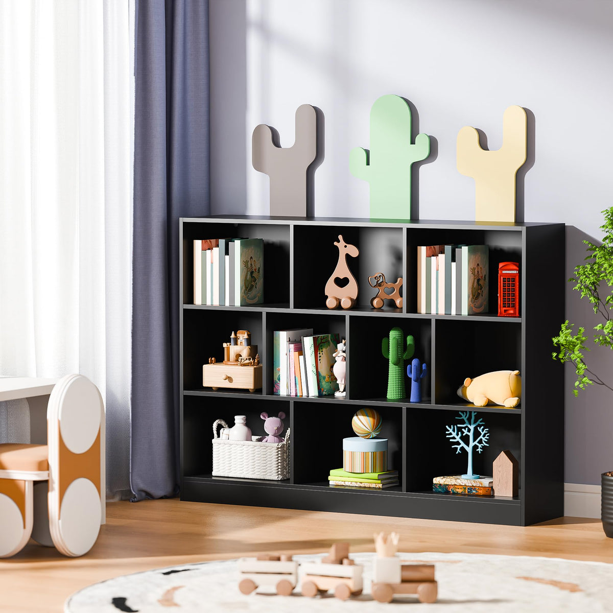 Black 3-Tier 10 Cube Storage Organizer Bookshelf Q520