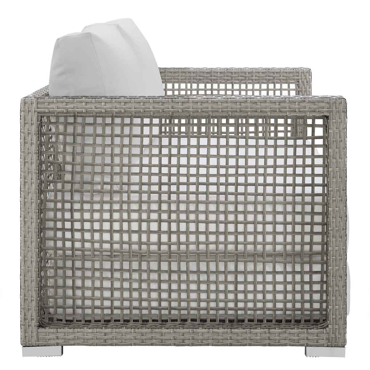 Gray White Wicker Rattan Loveseat with Cushions S752591